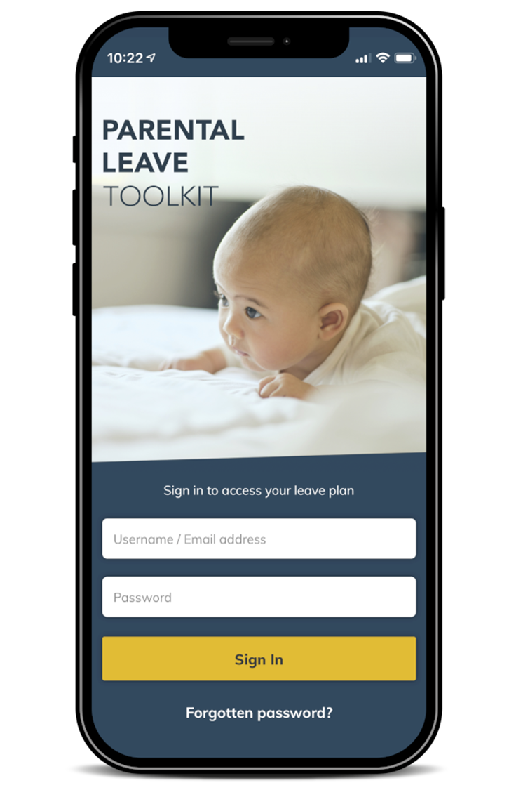 Solutions At Work - Parental Leave Toolkit App Login Screen